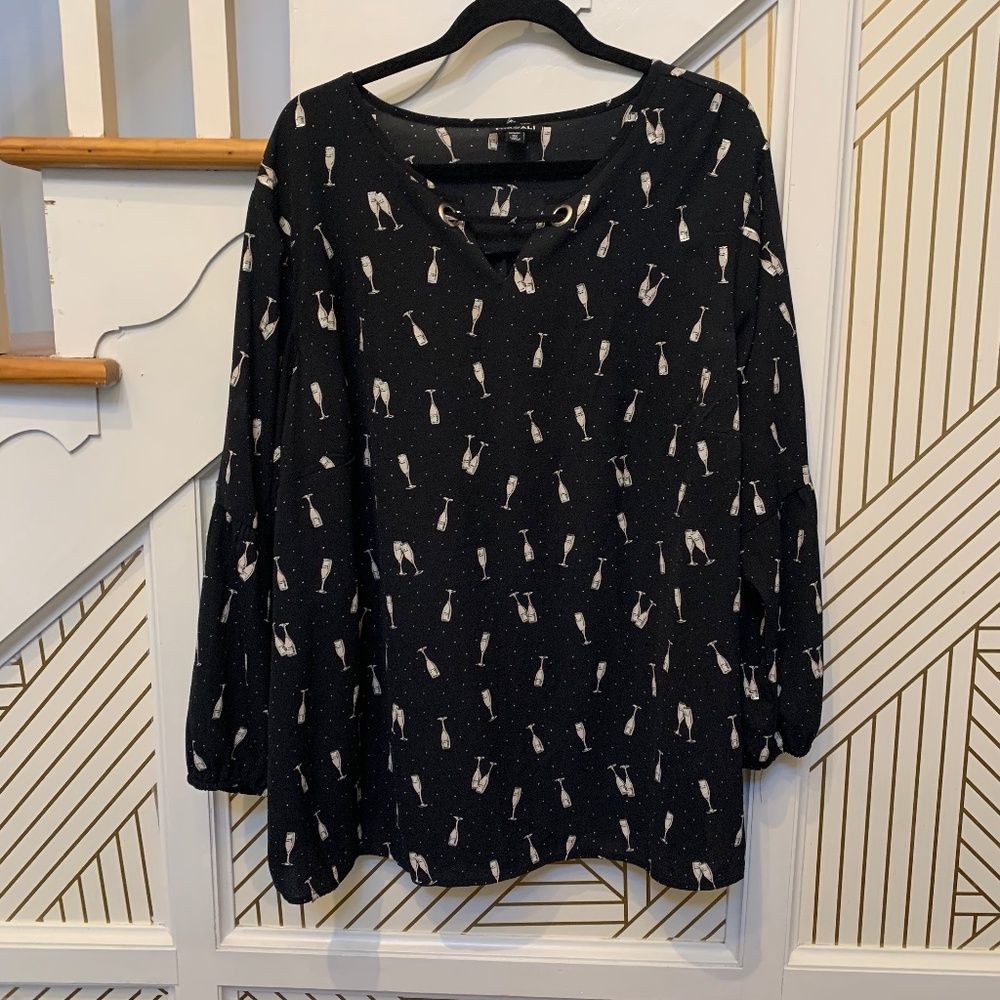Roz & Ali PLUS Womens Champagne Printed Shirt - Picture 2 of 4